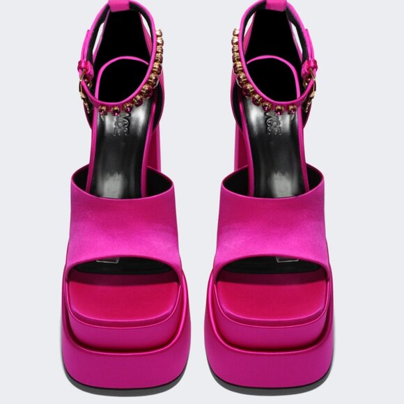 NWT Versace Medusa Aevitas Deep Pink Platform Sandals 🎀 Size 39/9 - Picture 4 of 12